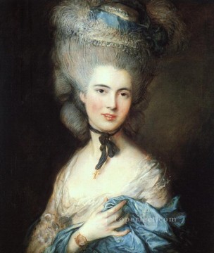  azul Pintura al %C3%B3leo - Retrato de una dama vestida de azul Thomas Gainsborough